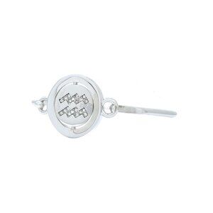 Carolee Aquarius Zodiac Sign Silver Tone Double Sided Charm Bangle Bracelet